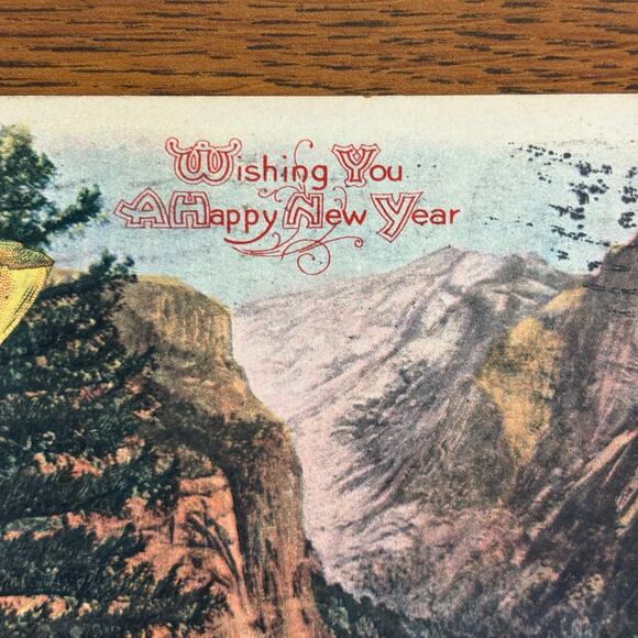 Antique Happy New Year Holiday Postcards Lot of 5 Early 1900s 1907 Gilt Embossed - Picture 6 of 13